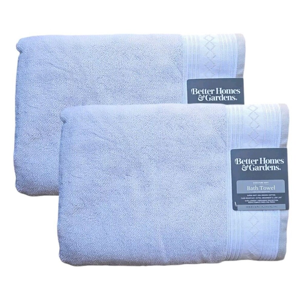 Better Homes & Gardens Cotton Signature Soft Bath Towel Set of 2 Soft Silver